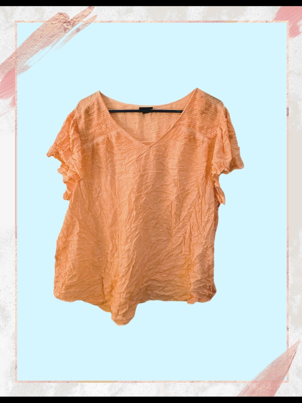 torrid Peach Crinkle V-Neck Short Sleeve Blouse